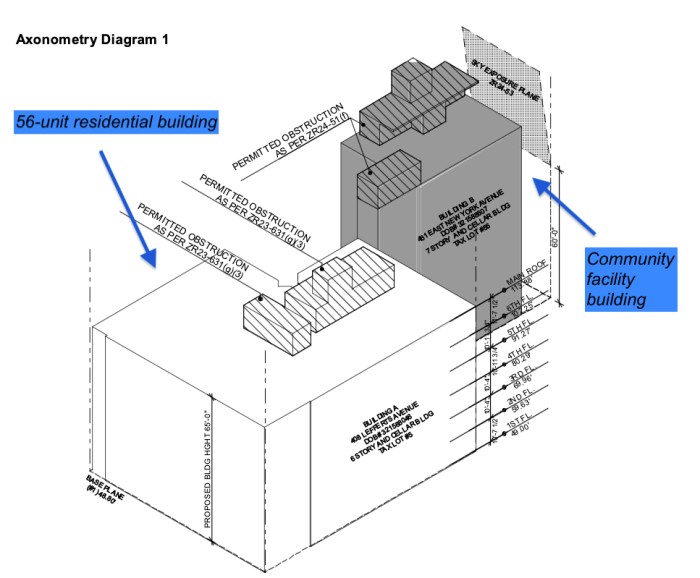 Axonometric rendering of 408 Lefferts Boulevard